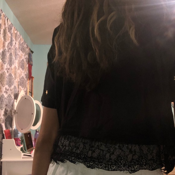 NWOT Turkish Black Top with Golden & Sheer Detail - Picture 2 of 4